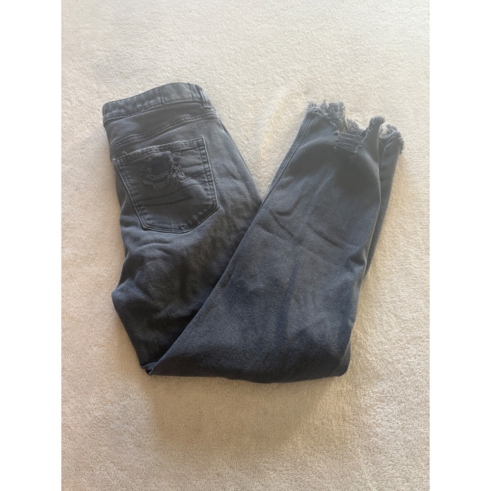 American Eagle Strigid Distressed Ripped Jeans Women's‎ Sz 10 Black Denim